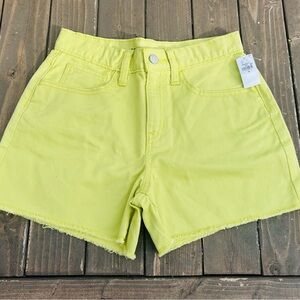 Old Navy Denim Frayed Hem Shorts Girls 14 Yellow Green Built in Tough High Rise‎